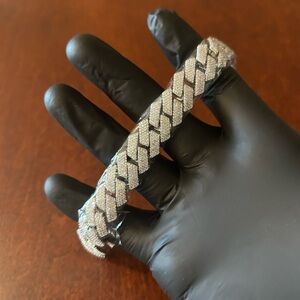 15mm 4 Row Cuban Bracelet 8 Inch | VVS1 Moissanite | Passes tester